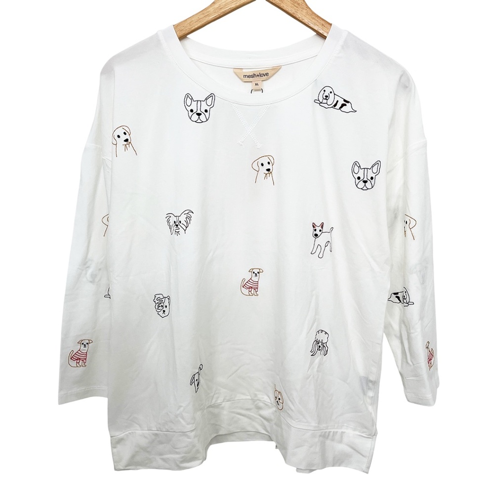 NWT Embroidered Dog Faces Shirt Women’s XL